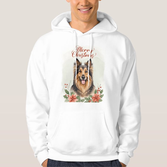Merry Christmas Dog Cozy Winter Holiday Hoodie (Framsida)