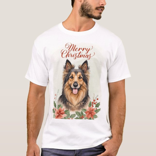 Merry Christmas Dog Festive Holiday Graphic T Shirt (Framsida)