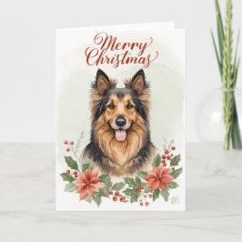 Merry Christmas Dog Festive Holiday Greeting Card Kort