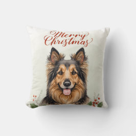 Merry Christmas Dog Festive Living Room Throw  Kudde