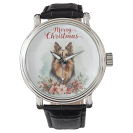 Merry Christmas Dog Holiday Gift Wrist Watch Armbandsur