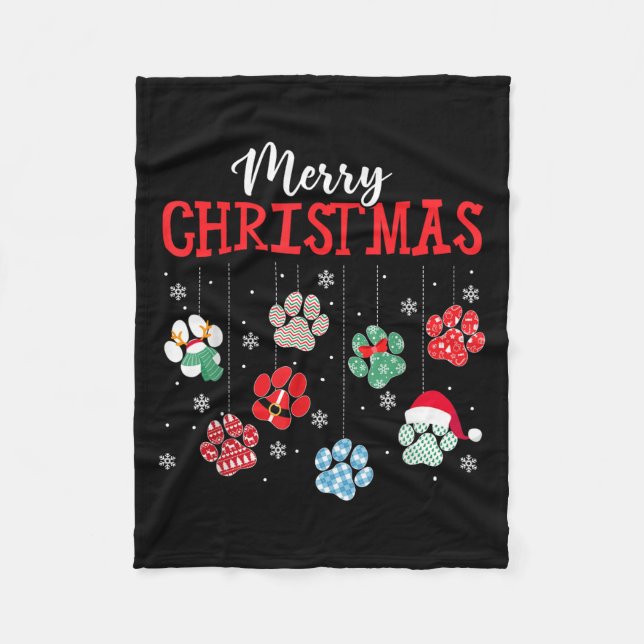 Merry Christmas Dog Paws Lights Funny Xmas Womens  Fleecefilt (Framsidan)