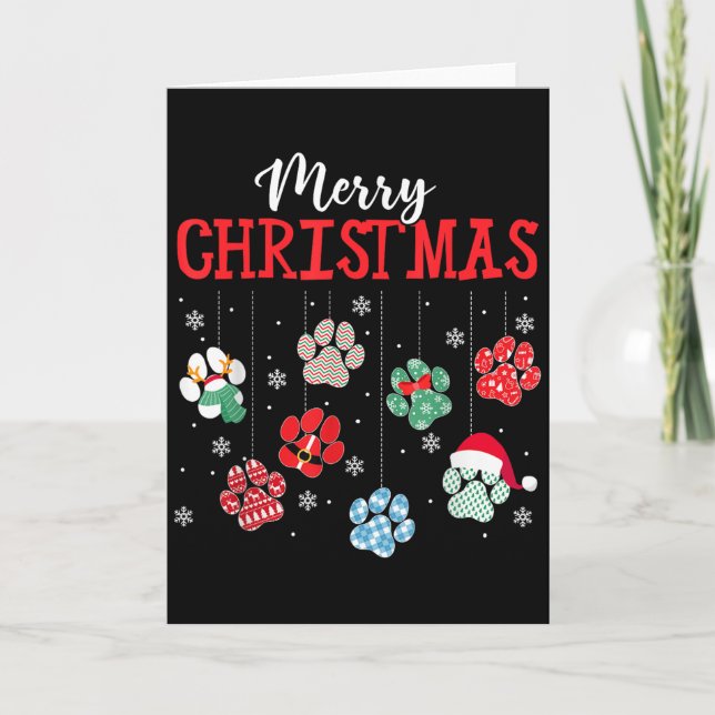 Merry Christmas Dog Paws Lights Funny Xmas Womens  Kort (Framsida)