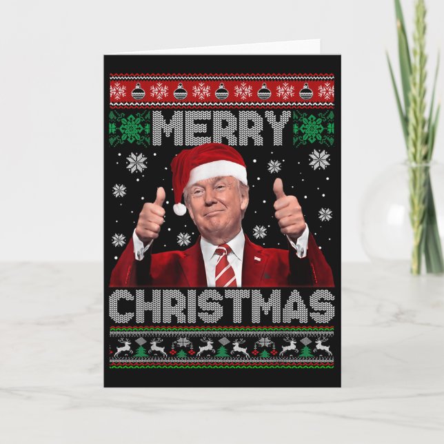 Merry Christmas Donald Trump Santa Family Xmas Ugl Kort (Framsida)