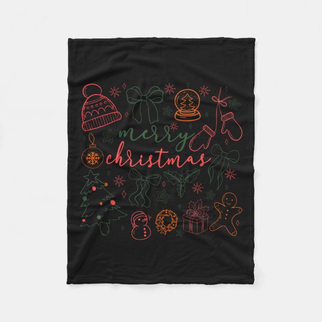 Merry Christmas Doodle Xmas Tree Gingerbread Men W Fleecefilt (Framsidan)