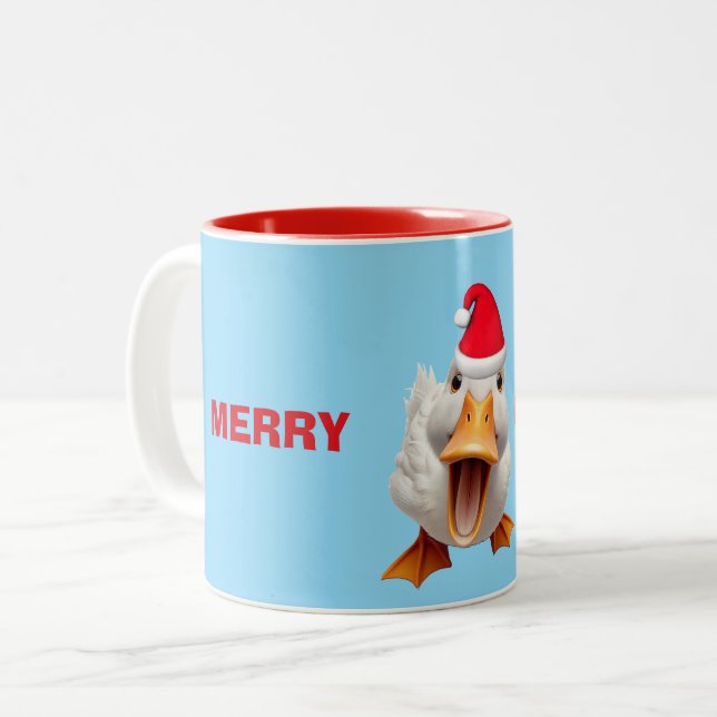 MERRY CHRISTMAS DUCK Två-Tonad MUGG (Framsida vänster)
