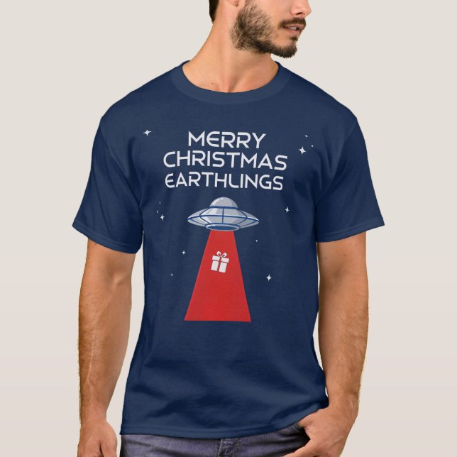 Merry Christmas, Earthlings, The Festive UFO! T Shirt (Framsida)