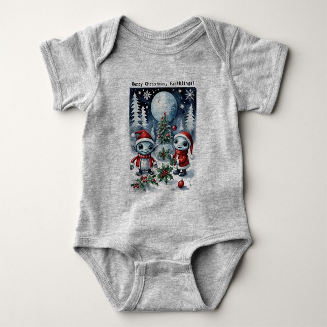 Merry Christmas Eathlings Cute Santa Aliens T Shirt (Framsida)