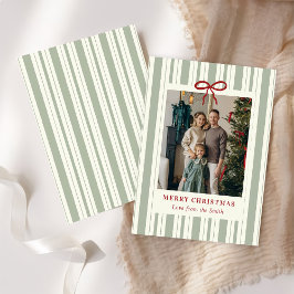 Merry Christmas Elegant Bow Photo Holiday Card Julkort