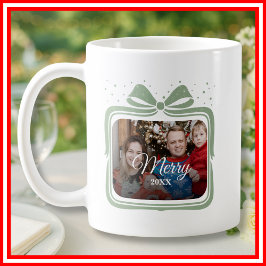  Merry Christmas Elegant Bow Present Photo Collage Kaffemugg