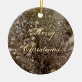 Merry Christmas Elegant Gold Ceramic Ornament
