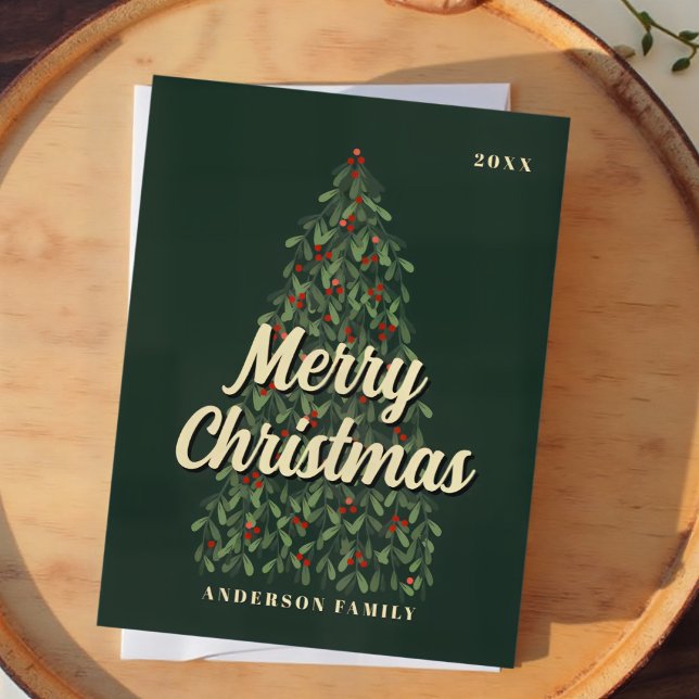 Merry Christmas Elegant Modern Christmas Tree Helg Vykort (Skapare uppladdad)