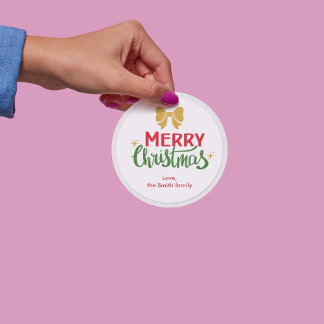 Merry Christmas Elegant Sticker Personalize Runt Klistermärke