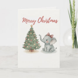 Merry Christmas Elephant Card Cute Baby Elephant Kort
