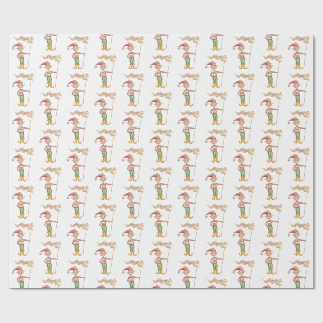 Merry Christmas Elf wrapping paper Presentpapper (Platt)