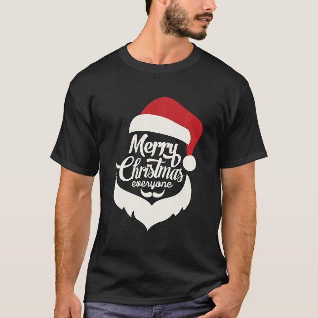 Merry Christmas Everyone Red Santa Hat T Shirt (Framsida)
