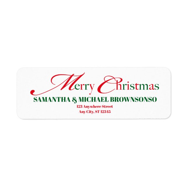 Merry Christmas Family Home Script Returadress Etikett (Framsidan)