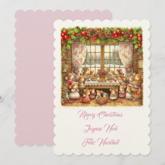 Merry Christmas family mouses illustration Inbjudningar