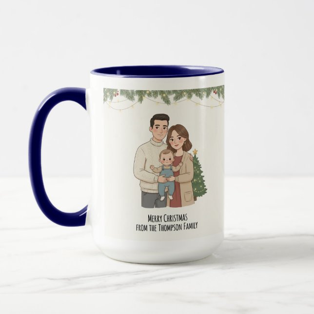 Merry Christmas Family Mug Personalized with Your  Mugg (Vänster)