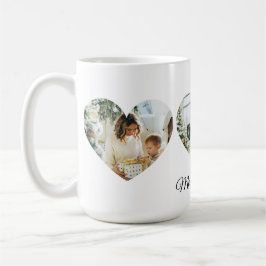 Merry Christmas Family Photo Collage Heart Mug Kaffemugg