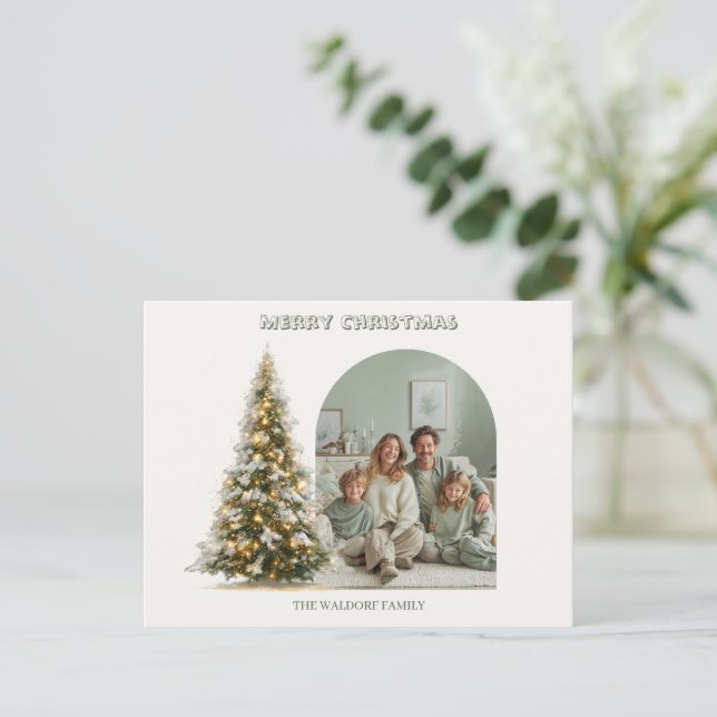 Merry Christmas Family Photo | Custom Holiday Card Vykort (Stående Fram)