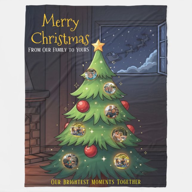 Merry Christmas Family Tree Photo Blanket – Person Fleecefilt (Framsidan)