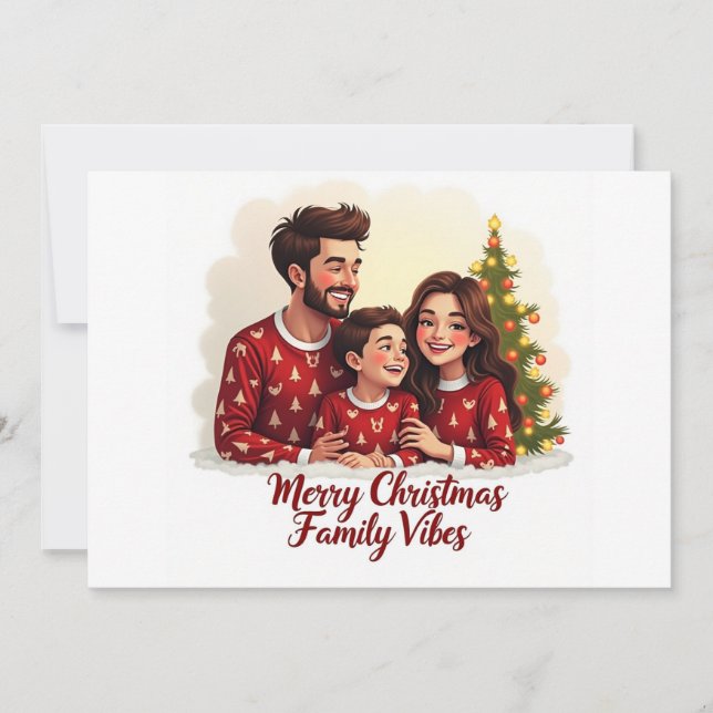 Merry Christmas Family Vibes Invitation  Inbjudningar (Framsida)