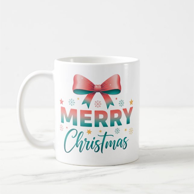 Merry Christmas Festive Bow Coffee Mug Kaffemugg (Vänster)