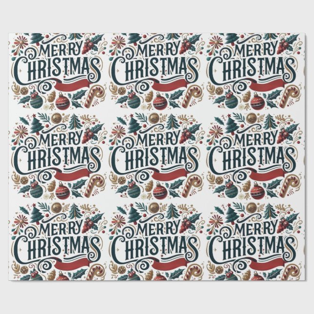 Merry Christmas Festive & Colorful Presentpapper (Platt)