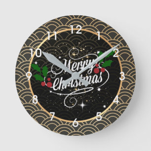 Merry Christmas, festive holiday design, Rund Klocka
