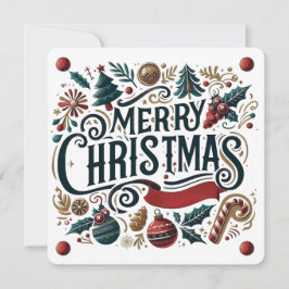 Merry Christmas Festive Ornamental Invitation Card Inbjudningar