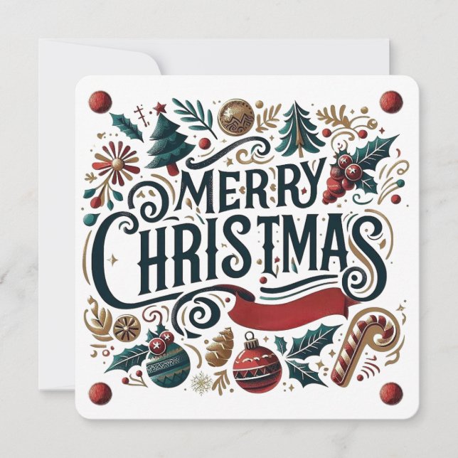 Merry Christmas Festive Ornamental Invitation Card Inbjudningar (Framsida)