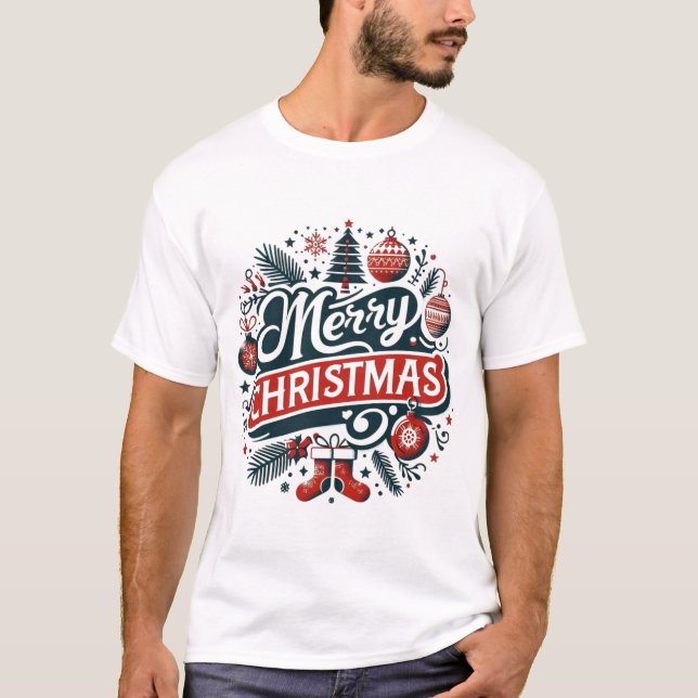 Merry Christmas Festive Ornaments T Shirt (Framsida)
