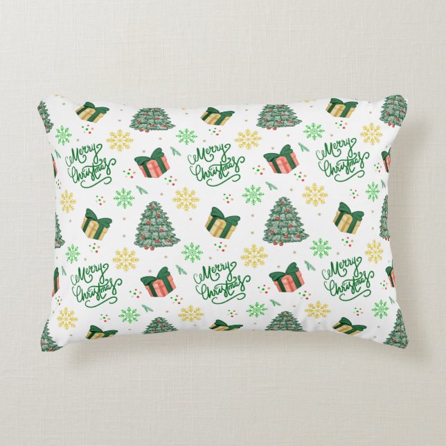 Merry Christmas – Festive Reindeer & Holiday Decor Prydnadskudde (Framsidan)