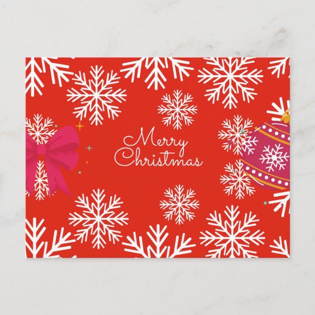 Merry Christmas Festive Snowflakes and Ornaments  Vykort (Framsida)