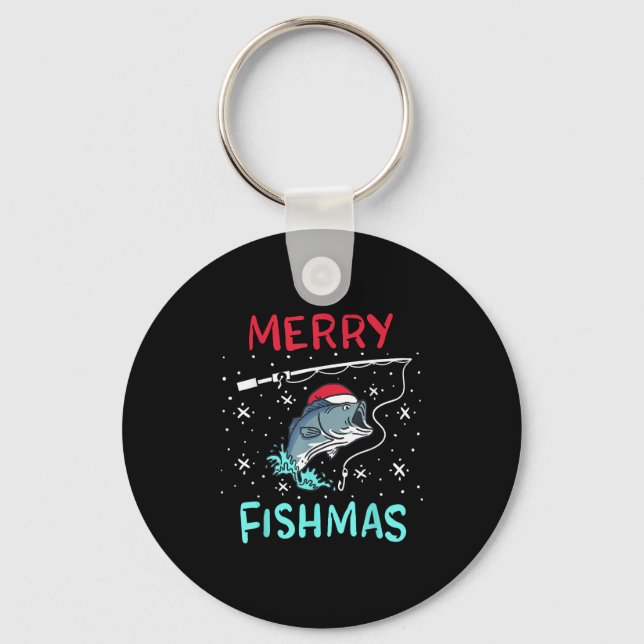 Merry Christmas Fishmas Funny Fishing Fish Gift Pr Nyckelring (Framsida)