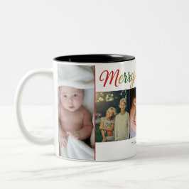 Merry Christmas Five Photo Mug – Custom Holiday Två-Tonad Mugg