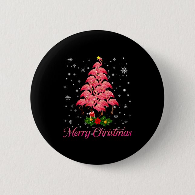 Merry Christmas Flamingo Snowflake Tree Xmas Men W Knapp (Framsida)