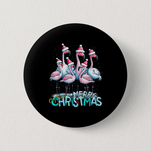 Merry Christmas Flamingo Squad Trocal Style  Knapp (Framsida)