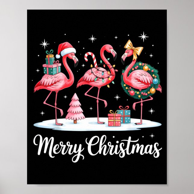 Merry Christmas Flamingo Women Girls Kids Xmas Fla Poster (Framsidan)