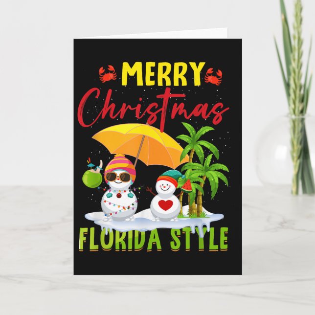 Merry Christmas Florida Style Snowman Summer Vacat Kort (Framsida)