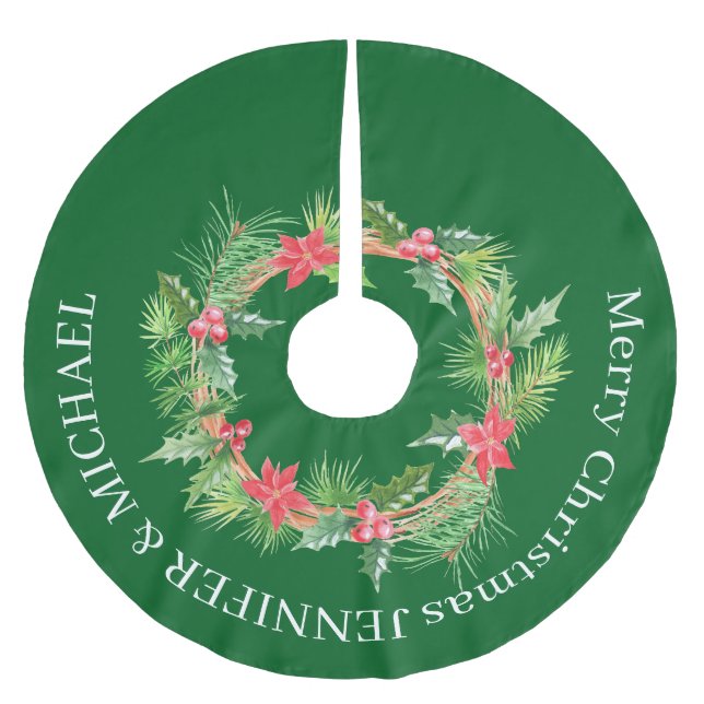 Merry Christmas FLOWER WREath print Julgransmatta Borstad Polyester (Framsidan)