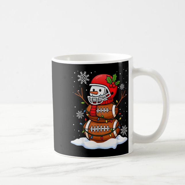 Merry Christmas Football Snowman Holiday Srts Xmas Kaffemugg (Höger)