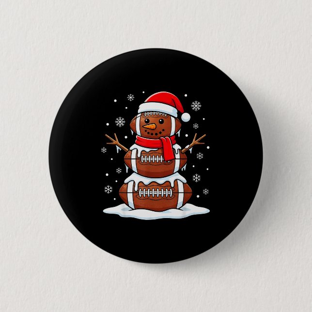 Merry Christmas Football Snowman Holiday Srts Xmas Knapp (Framsida)