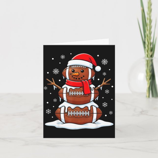 Merry Christmas Football Snowman Holiday Srts Xmas Kort (Framsida)