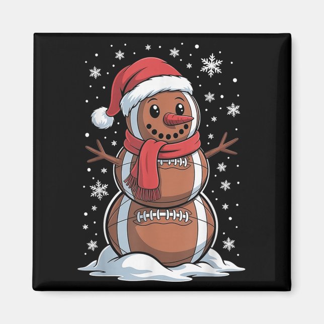 Merry Christmas Football Snowman Holiday Srts Xmas Magnet (Framsidan)