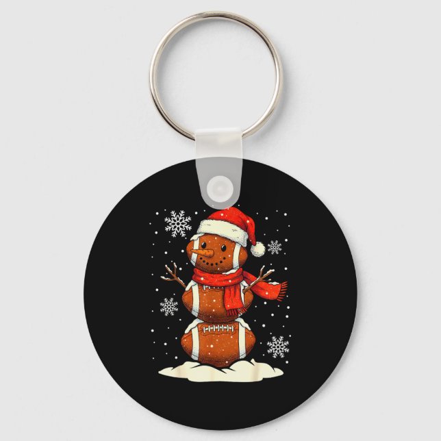 Merry Christmas Football Snowman Holiday Srts Xmas Nyckelring (Framsida)