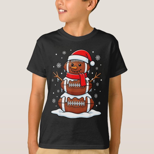 Merry Christmas Football Snowman Holiday Srts Xmas T Shirt (Framsida)