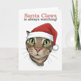 Merry Christmas For Anyone Funny Cat in Santa Hat  Helgkort