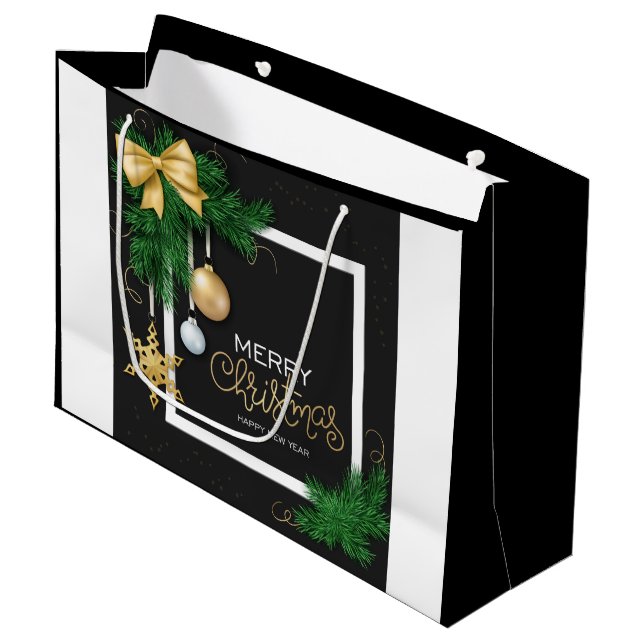 Merry Christmas Frame  Large Gift Bag (Framsidan Vinklad)